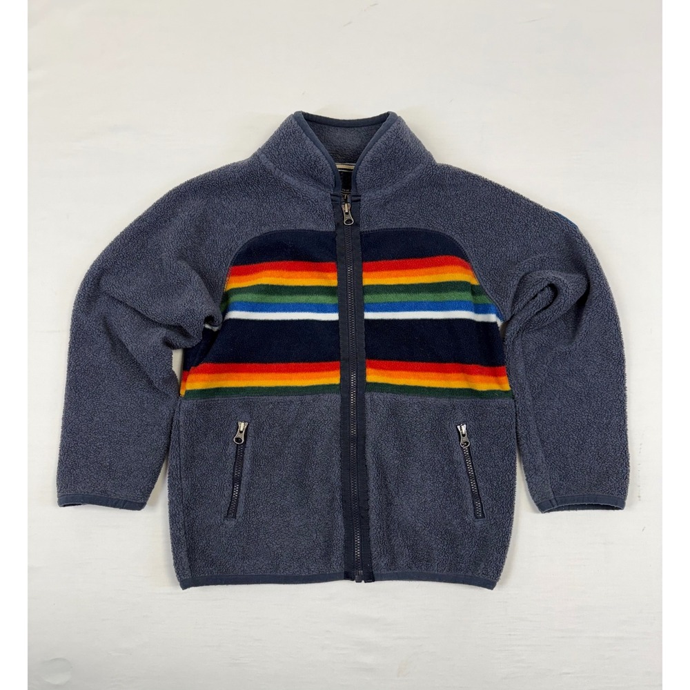 Pendleton Kids Crater Lake National Park Fleece Jacket Grey Stripe Full Zip‎ 5/6